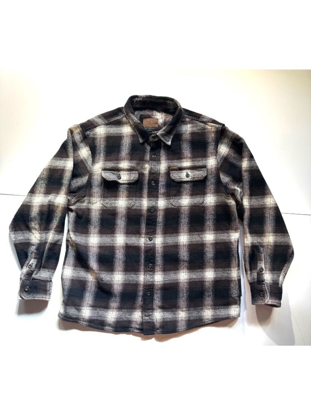 Orvis Big Bear Mens Heavyweight Double Brushed Shirt Size XL Brown Plaid Cotton